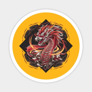 "Celestial Fire: Year of the Dragon Ukiyo-e" - Chinese Zodiac Dragon Magnet